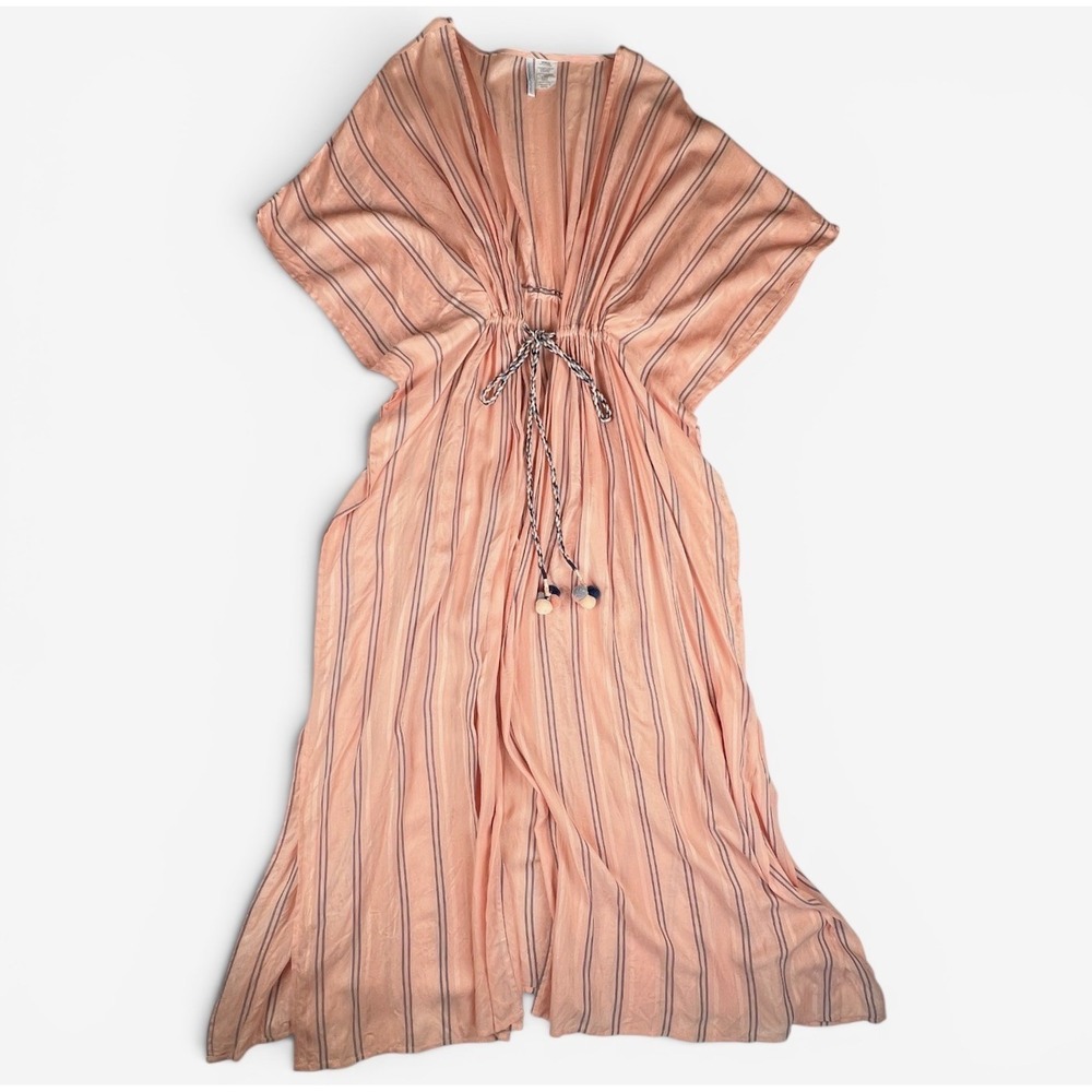 Isabella Rose Size Small Riviera Stripe Front Tie Cover Up Kaftan Maxi Dress $88